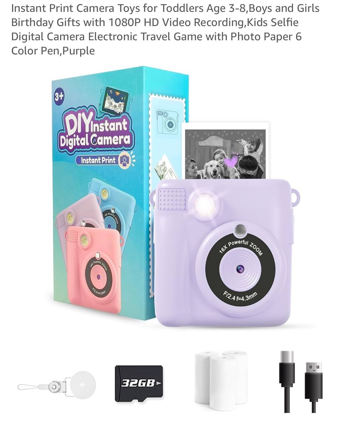 Insta-print Camera With Video Recording Function, New