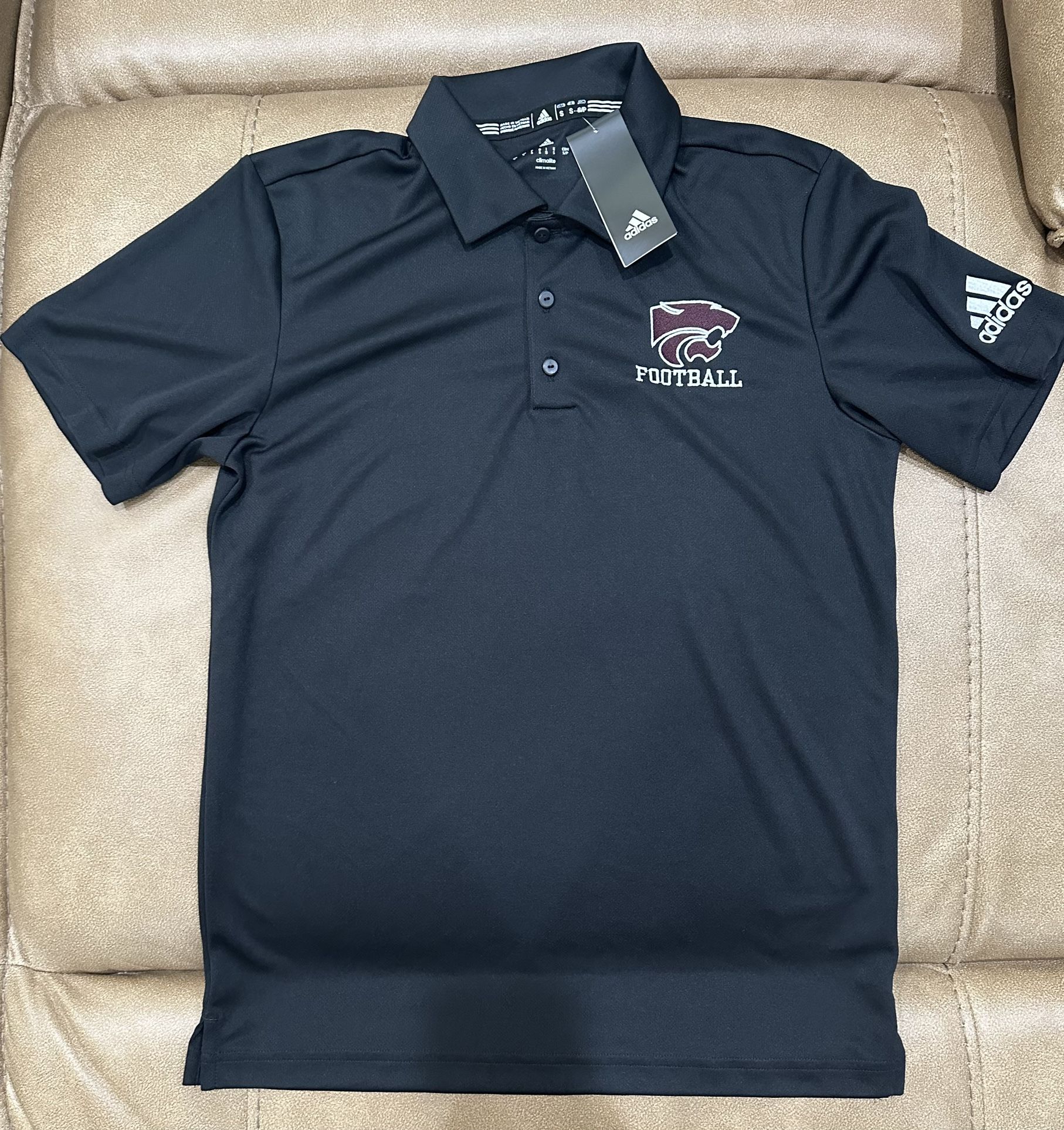 NWT: Black Adidas Central Logo Polo Shirt