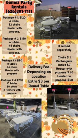 Chairs, Tables , Heaters 