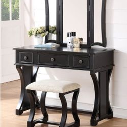 SALE!!! Black Vanity With Stool
