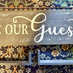 Be Our Guest Home Wall Decor Sign 36 Inches W Shelves