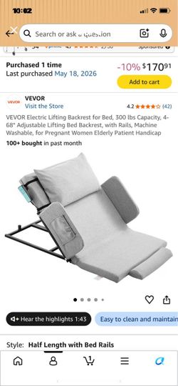 VEVOR Electric Lifting Bed Backrest with Rails