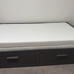 Daybed with 2 drawers/2 mattresses, gray/Åsvang medium firm