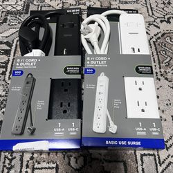 I Commercial Electric 6 ft. 4-Outlet Surge Protector with 1 USB-A 1 USB-C Ports .