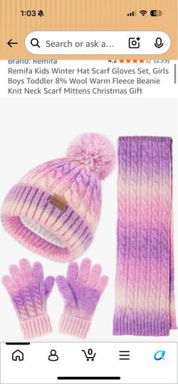 Remifa Kids Winter Hat Scarf Gloves Set