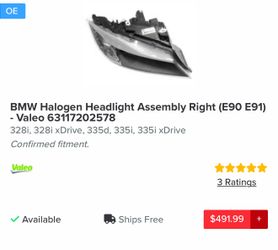 BMW Halogen Headlight Assembly Right (E90 E91) - Valeo (contact info removed)2578