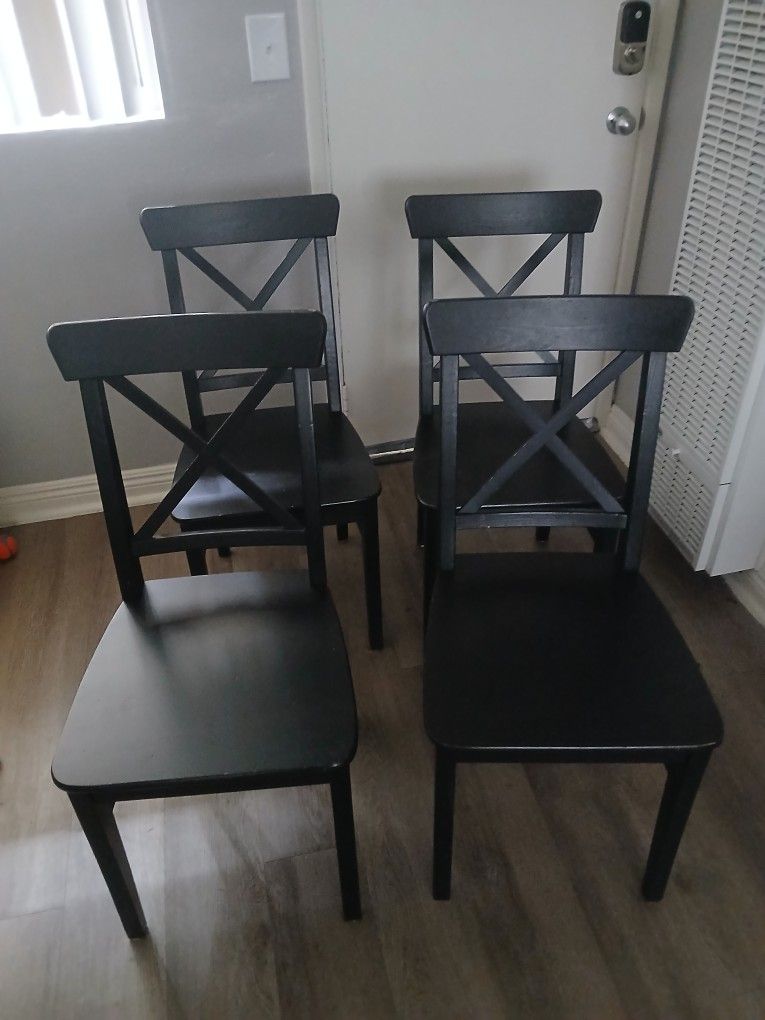 4 Black Wood Dining Room Chair's $100