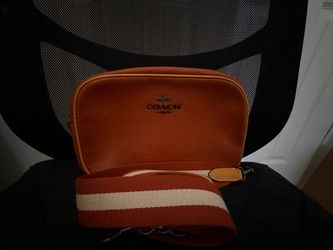 Coach Jamie camera orange pebble leather crossbody bag