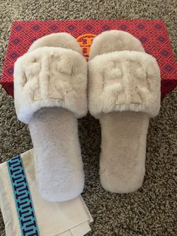 Tory Burch Furry Slippers