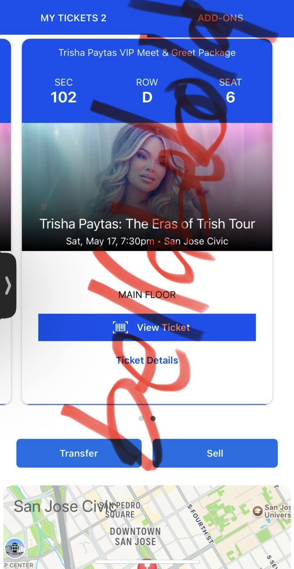 Trisha Paytas Eras Tour Meet and Greet Ticket