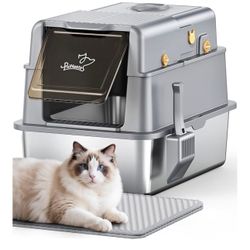 L7 Pro-Stainless Steel Litter Box with Lid