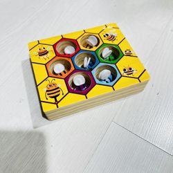 Toddler Fine Motor Skill Toy, Bee to Hive Matching Game, Montessori Wooden ColorMatching Toy