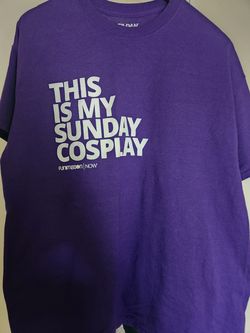 Funimation branded graphic t-shirt featuring the text "THIS IS MY SUNDAY COSPLAY"