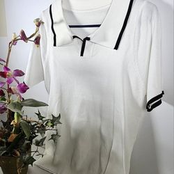 Men's Medium  Summer Knit Lapel T-Shirt Polo V-Neck Contrasting Casual Slim Lapel Polo Shirt
