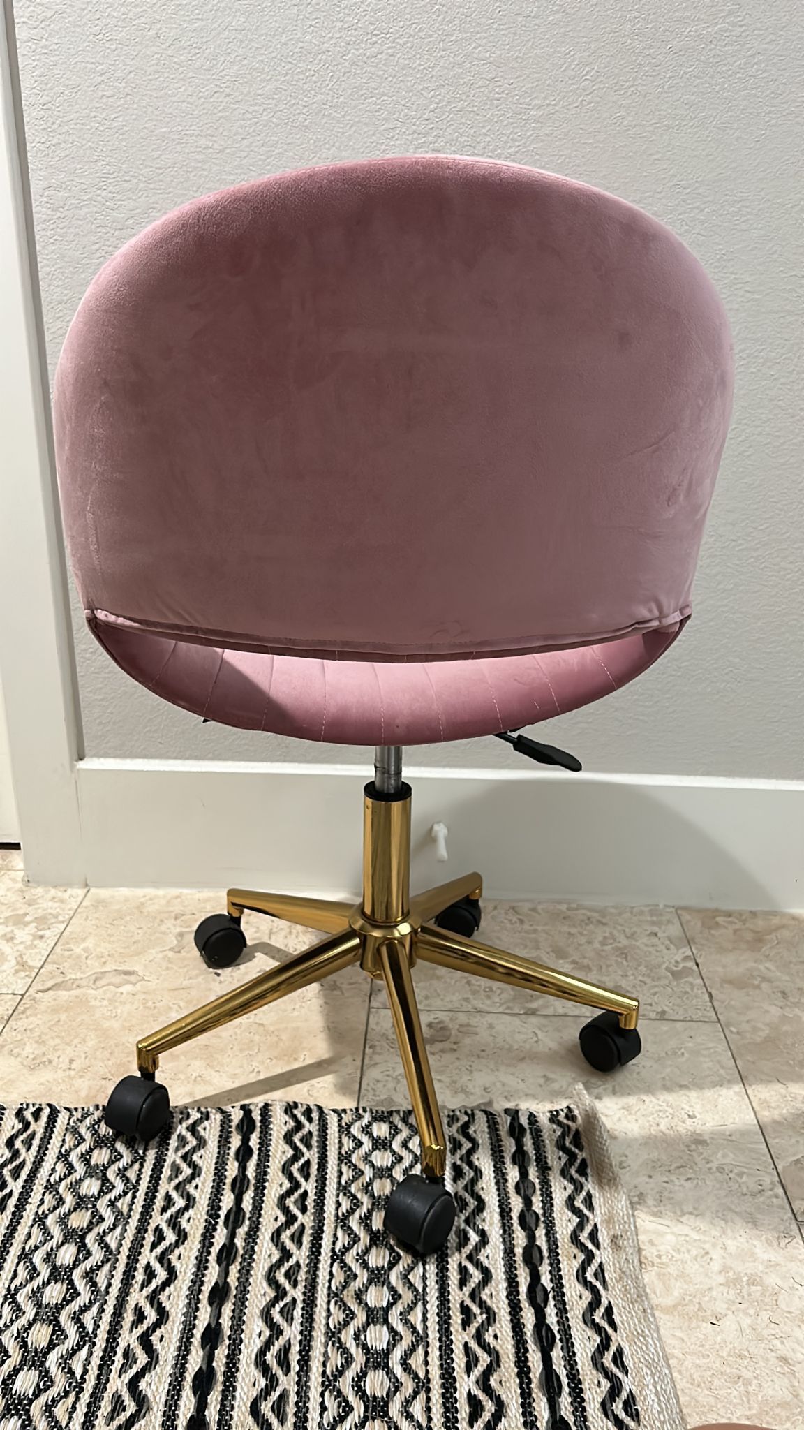 Pink Velvet Rolling Chair