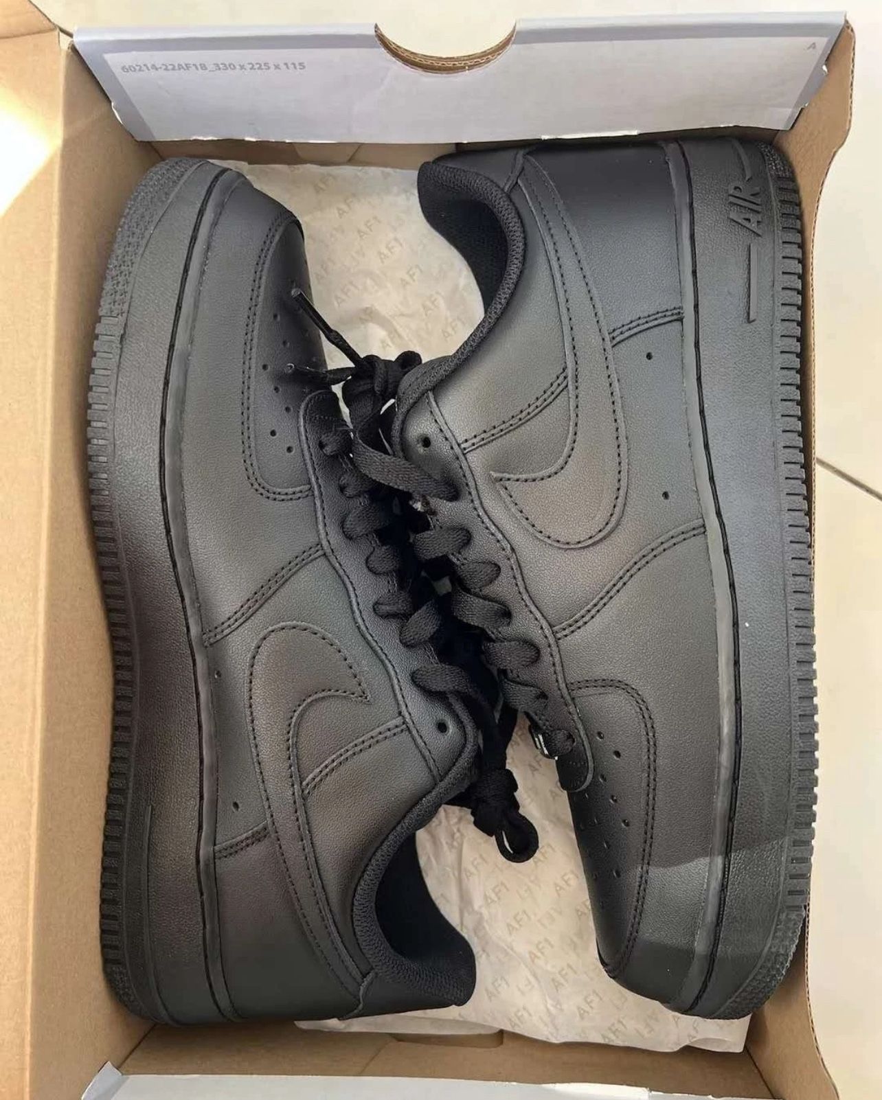 Nike Air Force 1 '07 Shoes Triple Black CW2288-001 Men's Size 10.5