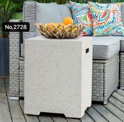 Outdoor Terrazzo Hideaway Tank Table for Gas Fire Pits, Hides Standard 20lb 16-inch Propane Tank Cover w Side Handles