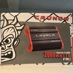 Crunch 2,000 Watts Amplifier For Bass 2 Channels  Brand New 