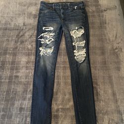 American Eagle Dark Wash Ripped Jean