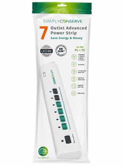 Simply Conserve 7 Outlet Advanced Power Strip Surge Protector 1440J New Sealed