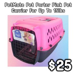 NEW PetMate Pet Porter Pink Pet Carrier For Up To 15lbs: Njft