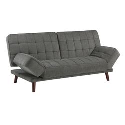 DARK GRAY CHENILLE FUTON SOFA ADJUSTABLE SLEEPER BED - SILLON CAMA