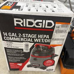 NEW IN BOX RIDGID 14 Gal. HEPA Commercial Shop Vacuum Wet Dry Vac with Filter, Dust Bag, Professional Hose and Accessories RV2400HF