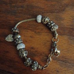 Pandora-like Gold Plated charm Bracelet
