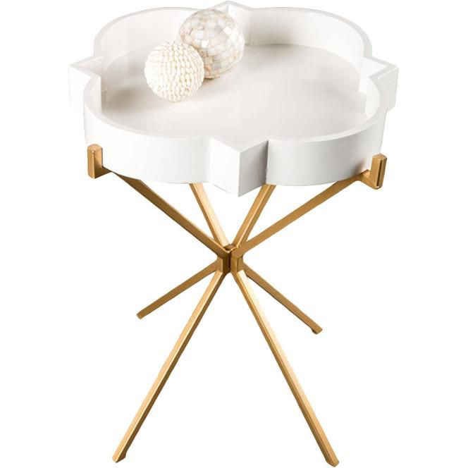 joslyn gold white removable tray end table
