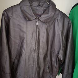 Leather bomber jacket