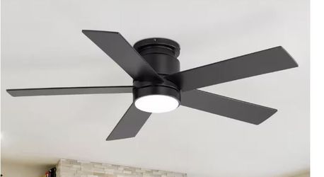 Breezary - Vladimir 42 in. Flush Black Covered Outdoor Ceiling Fan w/ LED Light, and Remote
