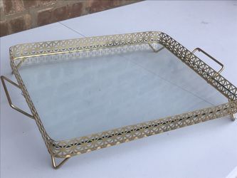 Gold Frame & glass Serving Tray