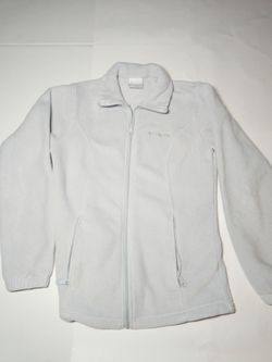 Columbia Women's Full Zip Fleece Long Sleeve Light Blue Jacket Sweatshirt Sz S