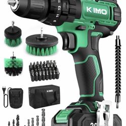 Cordless Drill Driver Kit, 20V Impact Drill Set w/Lithium-ion Battery/Charger & Cleaning Brush