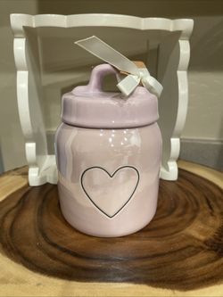 Rae Dunn NEW RELEASE IRIDESCENT BABY PINK HEART CANISTER