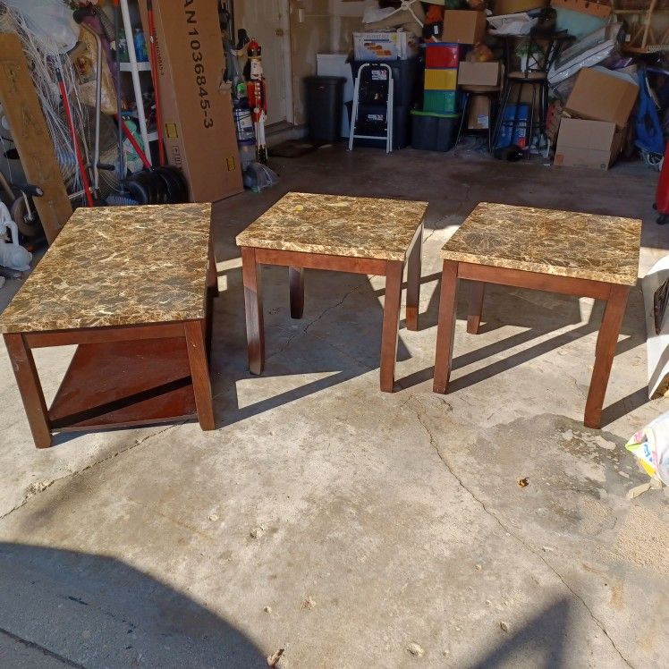 Nice Marble Look Coffee And Side Tables