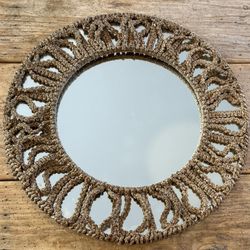 80’s Macrame Round Mirror 19.5” Hand-Made