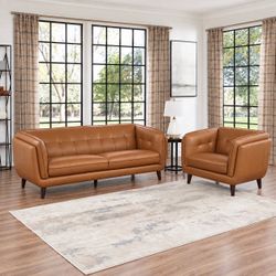 Top Grain Leather Brown Set , Couch + Chair from Costco . Very rare