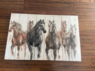 Running Horses Wall Art on Wood Panels