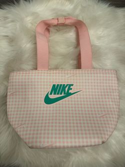 Nike Pink Gingham Tote with Teal Logo