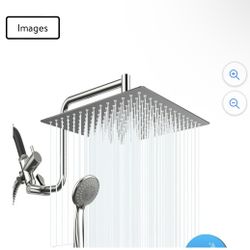  10 inch Shower Head Combo, 304 Stainless Steel High Pressure Rain Shower Head with 5 Settings, Handheld Shower Head with 59" Hose & Holder