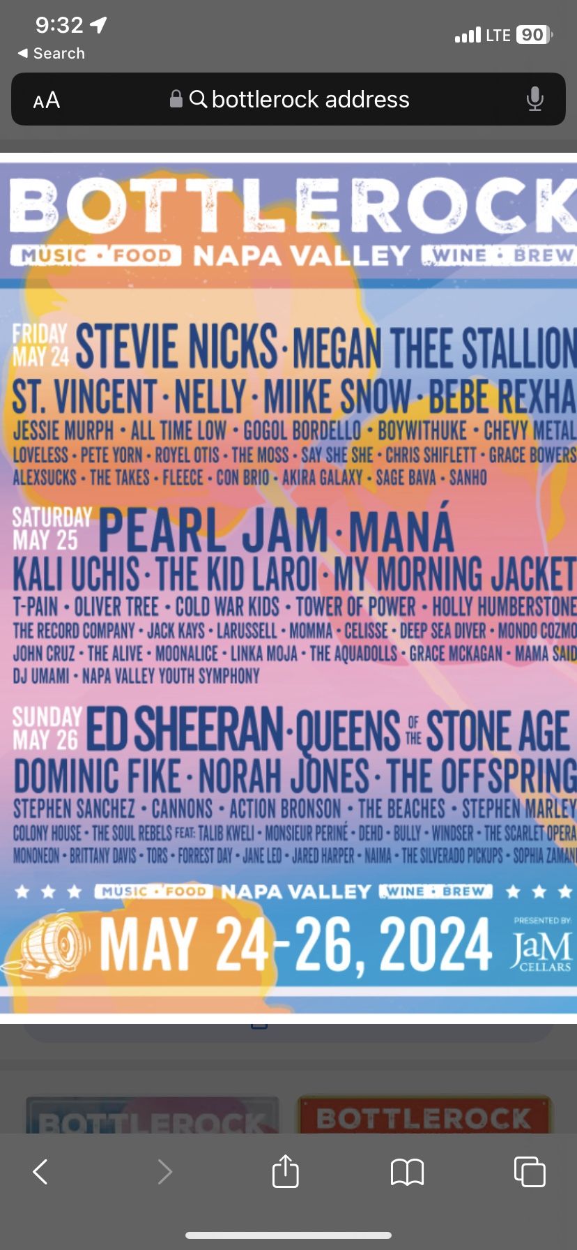Bottle Rock 3 Day Ga Wristbands
