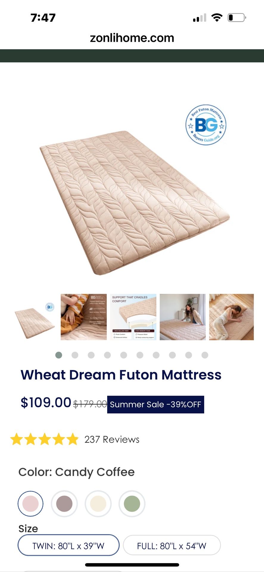 Wheat dream Futon Mattress-upgrade 4 Inches