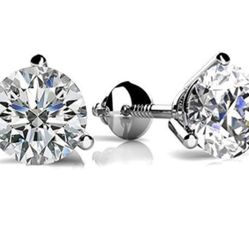 S925 Sterling Silver & 18k Gold with Cz Earrings,  Thread Lock Post