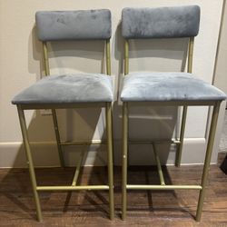 Set Of 2 Modern Velvet Bar Stool For Kitchen/Island
