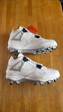 New Nike air Jordan 4 retro TD white cement football cleats Men’s 8.5 10