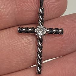 David Yurman Cable Band Cross 1" PENDANT Solid .925 Sterling Silver Stamped DY 925