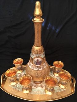 Vintage porcelain decanter 24kt gold