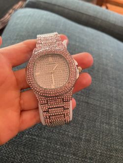 NEW Pink Bling Iced Out Hip Hop Watch Unisex