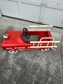 1970's Metal Fire Truck Pedal Car